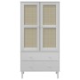 Armario SENJA aspecto de ratán madera pino blanco 90x55x175 cm