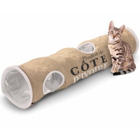 D&D Túnel para gatos Cote d'Ivoire 25x120cm marrón y blanco