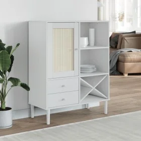 Aparador alto SENJA aspecto de ratán madera blanco 90x40x112 cm by , Sideboards - Ref: Foro24-358053, Price: 125,07 €, Discou...