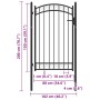 Puerta de jardín con arco superior acero negro 100x150 cm
