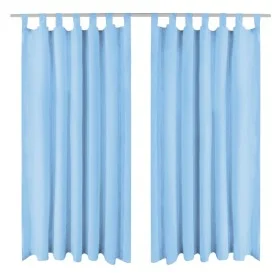 Micro-satin curtains with loops 2 units 140x225cm turquoise by vidaXL, Curtains and curtains - Ref: Foro24-132220, Price: 24,...
