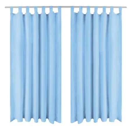 Micro-satin curtains with loops 2 units 140x225cm turquoise by vidaXL, Curtains and curtains - Ref: Foro24-132220, Price: 24,...