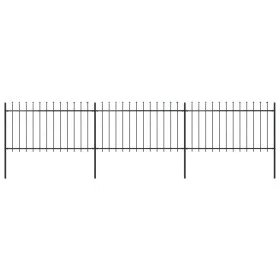 Garden fence with black steel spear points 5.1x1 m by , fence panels - Ref: Foro24-277613, Price: 180,45 €, Discount: %