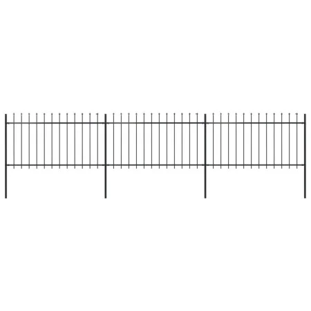 Garden fence with black steel spear points 5.1x1 m by , fence panels - Ref: Foro24-277613, Price: 180,45 €, Discount: %