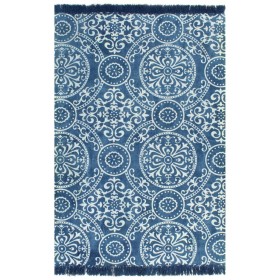 Alfombra de algodón Kilim 120x180 cm estampado azul