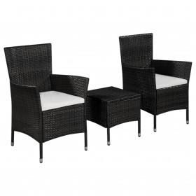 Garden bistro table and chairs set 3 pieces black synthetic rattan by vidaXL, Garden sets - Ref: Foro24-44094, Price: 164,69 ...