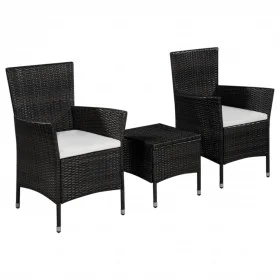 Garden bistro table and chairs set 3 pieces black synthetic rattan by vidaXL, Garden sets - Ref: Foro24-44094, Price: 176,35 ...