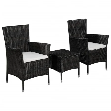 Garden bistro table and chairs set 3 pieces black synthetic rattan by vidaXL, Garden sets - Ref: Foro24-44094, Price: 176,35 ...