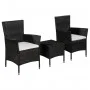 Garden bistro table and chairs set 3 pieces black synthetic rattan by vidaXL, Garden sets - Ref: Foro24-44094, Price: 176,35 ...
