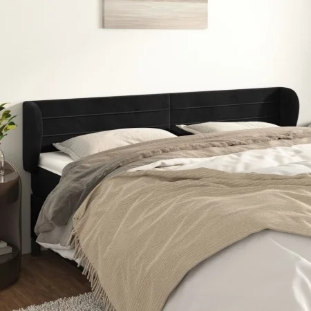 Cabecero de terciopelo negro 163x23x78/88 cm de , Cabeceros y pies de cama - Ref: Foro24-3117340, Precio: 69,80 €, Descuento: %