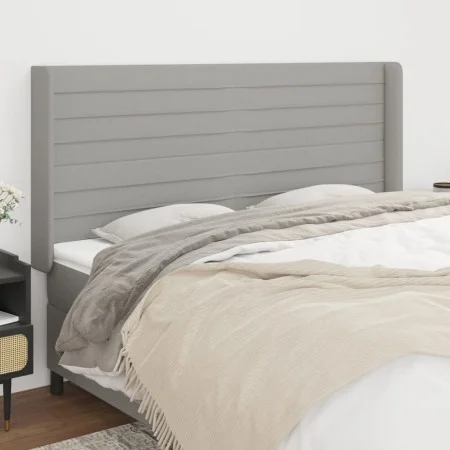 Headboard with light gray fabric ears 163x16x118/128 cm by , Headboards and footboards - Ref: Foro24-3119726, Price: 122,92 €...