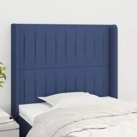 Headboard with blue fabric ears 83x16x118/128 cm by , Headboards and footboards - Ref: Foro24-3119798, Price: 70,85 €, Discou...