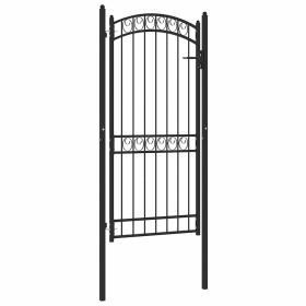 Puerta de jardín con arco superior acero negro 100x200 cm