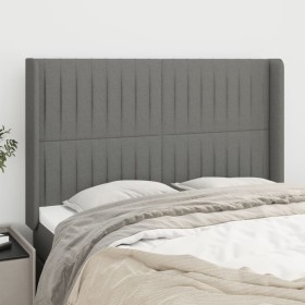 Cabecero con orejas de tela gris oscuro 147x16x118/128 cm de , Cabeceros y pies de cama - Ref: Foro24-3119817, Precio: 128,59...