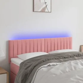 Rosa Samtkopfteil mit LED 144x5x78/88 cm von , Kopf- und Fußteile - Ref: Foro24-3121903, Preis: 64,49 €, Rabatt: %