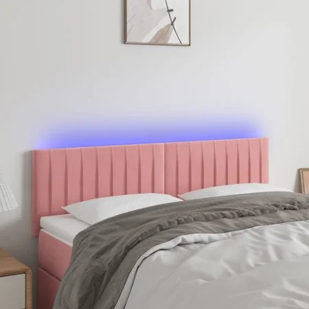 Rosa Samtkopfteil mit LED 144x5x78/88 cm von , Kopf- und Fußteile - Ref: Foro24-3121903, Preis: 64,49 €, Rabatt: %
