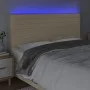 Cabecero con luces LED tela crema 160x5x118/128 cm de , Cabeceros y pies de cama - Ref: Foro24-3122575, Precio: 126,52 €, Des...