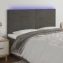 Cabecero con luces LED terciopelo gris oscuro 160x5x118/128 cm de , Cabeceros y pies de cama - Ref: Foro24-3122619, Precio: 1...