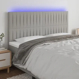 Headboard with LED lights light gray fabric 200x5x118/128 cm by , Headboards and footboards - Ref: Foro24-3122684, Price: 107...