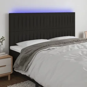 Headboard with LED lights black fabric 200x5x118/128 cm by , Headboards and footboards - Ref: Foro24-3122686, Price: 107,67 €...