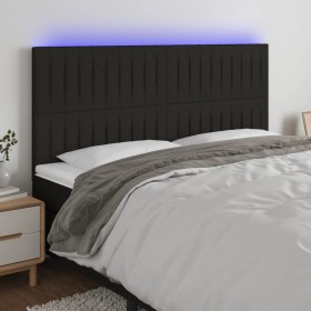 Kopfteil mit LED-Leuchten, schwarzer Stoff, 200 x 5 x 118/128 cm von , Kopf- und Fußteile - Ref: Foro24-3122686, Preis: 111,0...