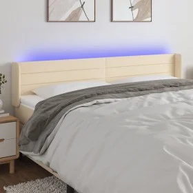 Kopfteil aus cremefarbenem Stoff mit LED 163x16x78/88 cm von , Kopf- und Fußteile - Ref: Foro24-3123387, Preis: 76,94 €, Raba...
