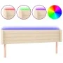 Cream fabric headboard with LED 163x16x78/88 cm by , Headboards and footboards - Ref: Foro24-3123387, Price: 76,94 €, Discoun...