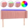 Pink velvet headboard with LED 147x16x78/88 cm by , Headboards and footboards - Ref: Foro24-3123527, Price: 77,08 €, Discount: %