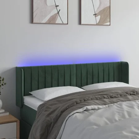 LED-Kopfteil aus dunkelgrünem Samt, 147 x 16 x 78/88 cm von , Kopf- und Fußteile - Ref: Foro24-3123525, Preis: 78,98 €, Rabat...