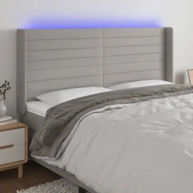 Hellgraues Stoffkopfteil mit LED 163x16x118/128 cm von , Kopf- und Fußteile - Ref: Foro24-3124194, Preis: 130,70 €, Rabatt: %