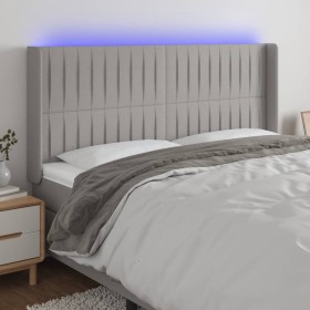 Light gray fabric headboard with LED 203x16x118/128 cm by , Headboards and footboards - Ref: Foro24-3124308, Price: 116,72 €,...