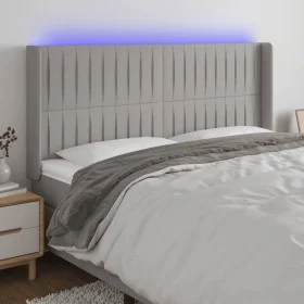 Light gray fabric headboard with LED 163x16x118/128 cm by , Headboards and footboards - Ref: Foro24-3124292, Price: 120,99 €,...