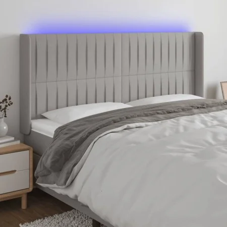 Light gray fabric headboard with LED 163x16x118/128 cm by , Headboards and footboards - Ref: Foro24-3124292, Price: 120,99 €,...