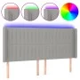 Light gray fabric headboard with LED 163x16x118/128 cm by , Headboards and footboards - Ref: Foro24-3124292, Price: 120,99 €,...