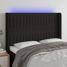 Kopfteil aus schwarzem Stoff mit LED 147x16x118/128 cm von , Kopf- und Fußteile - Ref: Foro24-3124286, Preis: 118,70 €, Rabat...