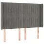 Light gray velvet headboard with LED 147x16x118/128 cm by , Headboards and footboards - Ref: Foro24-3124334, Price: 126,72 €,...