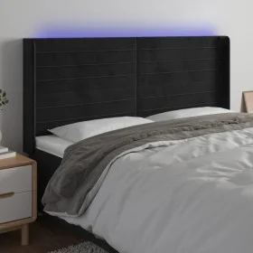Kopfteil aus schwarzem Samt mit LED 163x16x118/128 cm von , Kopf- und Fußteile - Ref: Foro24-3124244, Preis: 127,05 €, Rabatt: %