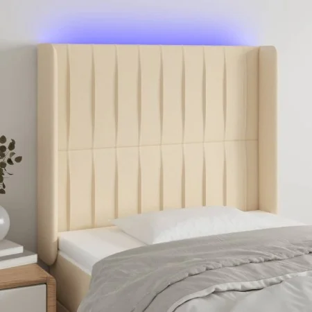 Kopfteil aus cremefarbenem Stoff mit LED 83x16x118/128 cm von , Kopf- und Fußteile - Ref: Foro24-3124265, Preis: 80,65 €, Rab...