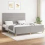Bed frame with headboard light gray fabric 160x200 cm by , Beds and slatted bases - Ref: Foro24-3125146, Price: 218,67 €, Dis...