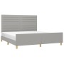 Bed frame with headboard light gray fabric 160x200 cm by , Beds and slatted bases - Ref: Foro24-3125146, Price: 221,05 €, Dis...