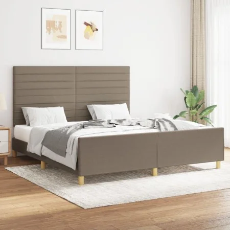 Bed frame with headboard in taupe gray fabric 160x200 cm by , Beds and slatted bases - Ref: Foro24-3125150, Price: 237,15 €, ...