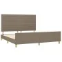 Bed frame with headboard in taupe gray fabric 160x200 cm by , Beds and slatted bases - Ref: Foro24-3125150, Price: 237,15 €, ...