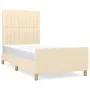 Bed frame with cream fabric headboard 100x200 cm by , Beds and slatted bases - Ref: Foro24-3125200, Price: 142,83 €, Discount: %