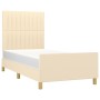 Bed frame with cream fabric headboard 100x200 cm by , Beds and slatted bases - Ref: Foro24-3125200, Price: 137,43 €, Discount: %