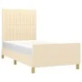 Bed frame with cream fabric headboard 100x200 cm by , Beds and slatted bases - Ref: Foro24-3125200, Price: 142,83 €, Discount: %