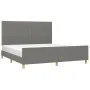 Bed frame with headboard dark gray fabric 160x200 cm by , Beds and slatted bases - Ref: Foro24-3125228, Price: 231,76 €, Disc...
