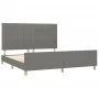 Bed frame with headboard dark gray fabric 160x200 cm by , Beds and slatted bases - Ref: Foro24-3125228, Price: 231,76 €, Disc...