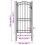 Puerta de jardín con arco superior acero negro 100x200 cm