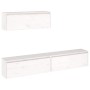 Conjunto de mueble de TV 3 piezas madera maciza de pino blanco