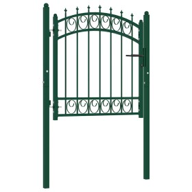 Puerta de valla con picos acero verde 100x100 cm
